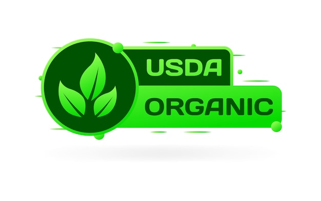 Icono orgánico del USDA Hoja verde plana en un círculo signo usda ícono orgánico de la tierra verde ícono vectorial