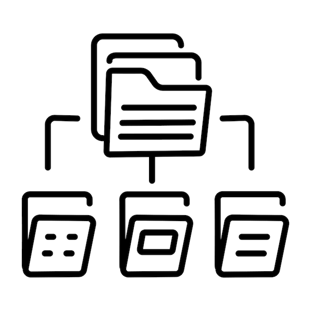 Ícono de organización de datos en estilo lineal