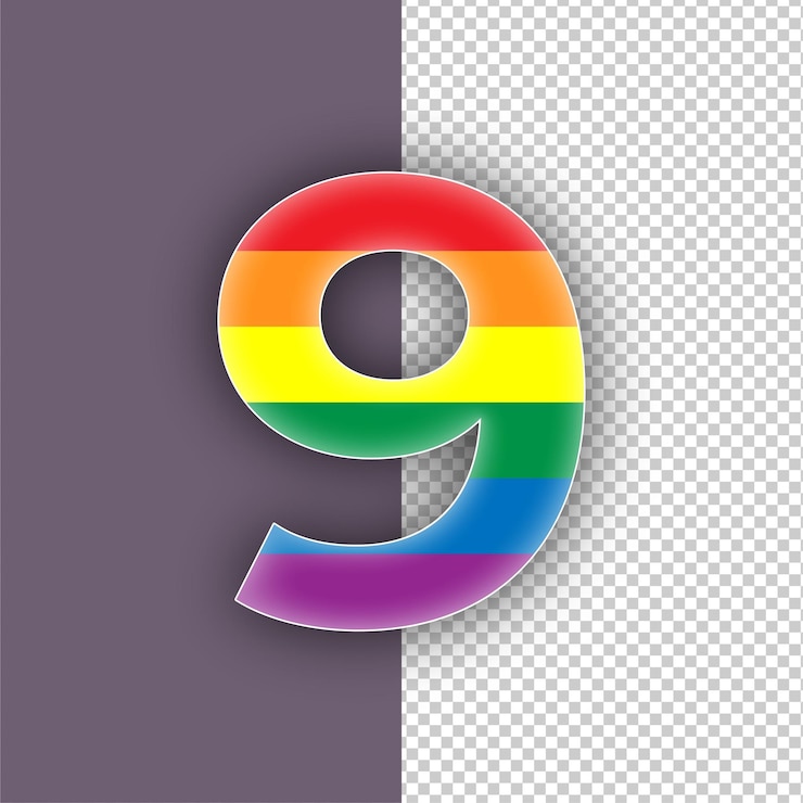 Vector el icono del orgullo lgbtq número 9 con fondo editable