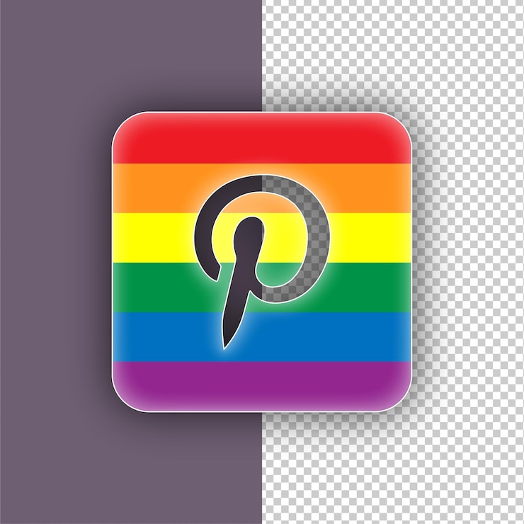 Vector el icono de orgullo lgbtq de pinterest con fondo editable