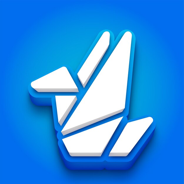 El icono de origami 3D azul y blanco de moda con un fondo azul vibrante