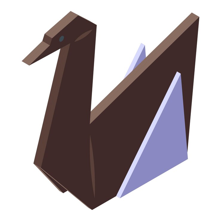 Vector icono de origami botín vector isométrico pájaro de papel forma linda