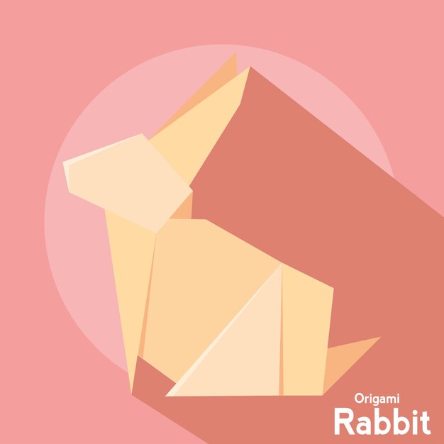 Icono de origami de conejo aislado diseño plano vector