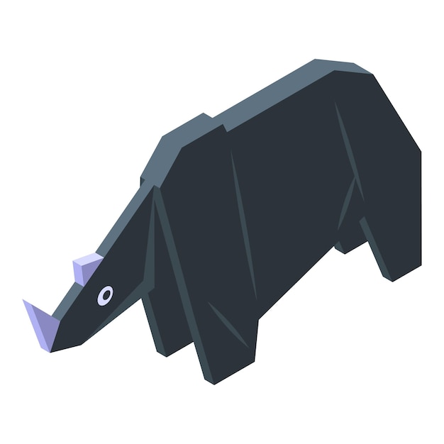 Icono de origami de rinoceronte vector isométrico Animal de papel Geométrico doblado