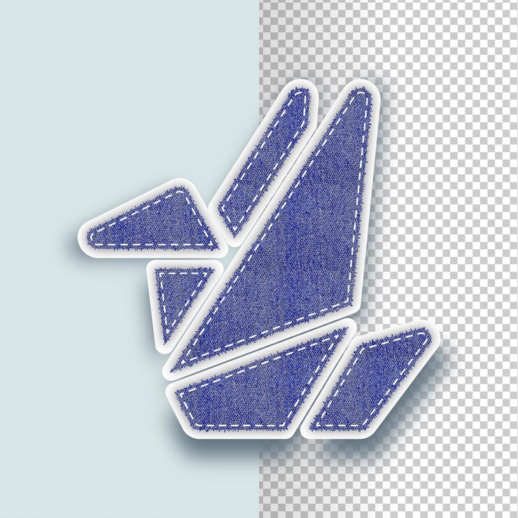 Vector icono de origami de textura de denim con fondo editable