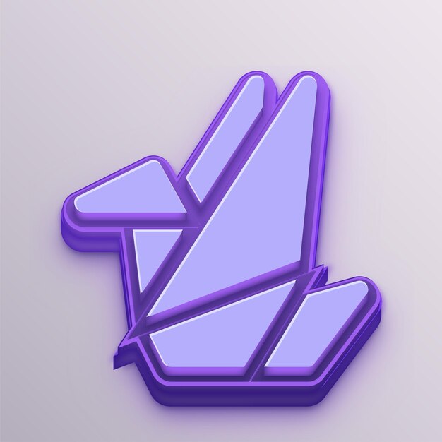 Icono de origami vectorial púrpura 3D personalizable para educación, negocios y medios de comunicación