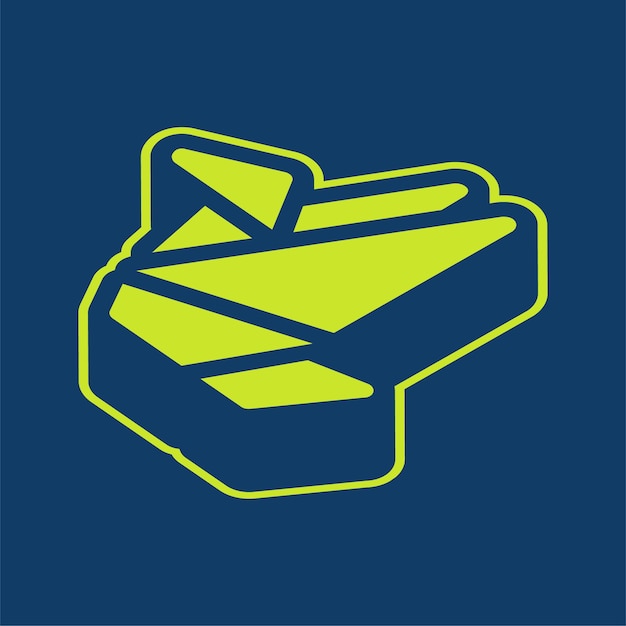 Icono de origami vectorial retroisométrico verde con fondo editable