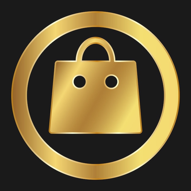 Icono de oro simple de la bolsa de compras para aplicaciones y sitios web