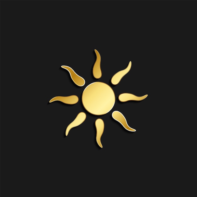 icono de oro del sol Ilustración vectorial del estilo dorado Hora de verano en fondo oscuro