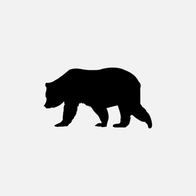 Vector icono de oso mínimo, sombra, diseño simple de oso, sombra de oso o logotipo