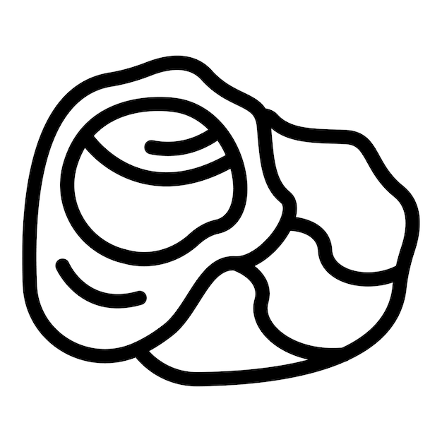 Icono de ostra que representa un elemento del menú de un restaurante de mariscos con la cáscara abierta
