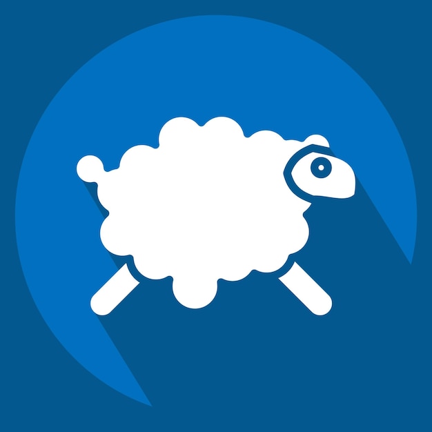 Icono ovejas relacionadas con el símbolo de Eid Al Adha estilo de sombra larga diseño simple editable