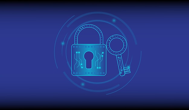 El icono Padlock With Keyhole en la seguridad de datos personales ilustra la idea de privacidad de datos o información cibernética color azul resumen tecnología de Internet de alta velocidad