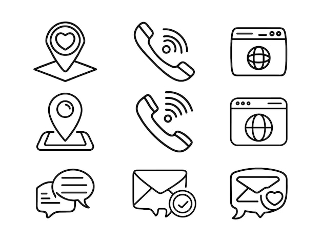 El icono de la página de contacto se establece en el paquete de iconos de comunicación de icono de contacto con nosotros