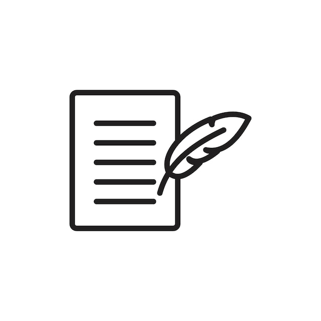 El ícono de la página de la pluma y el cuaderno tiene un contorno delgado simple