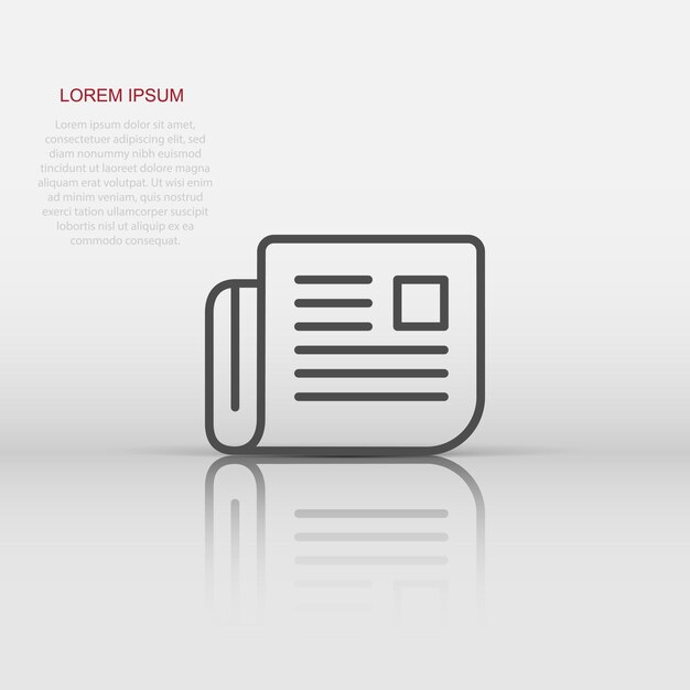 Icono de la página de la revista en estilo plano Ilustración vectorial de noticias en fondo blanco aislado Concepto de negocio del folleto