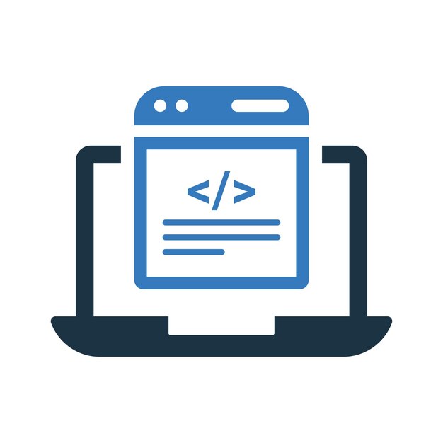 Icono de página web de desarrollo html Diseño vectorial editable simple aislado en un fondo blanco