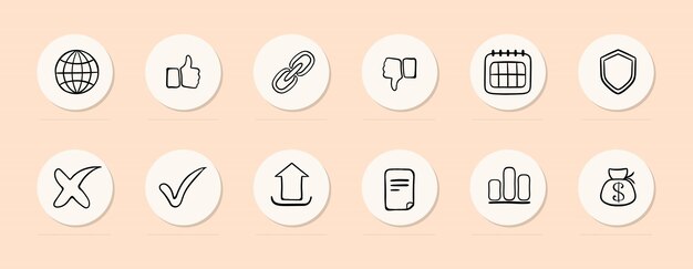 Icono de página web Presencia digital plataforma en línea diseño de sitio web interfaz de usuario visualización de información Icono de línea vectorial para negocios