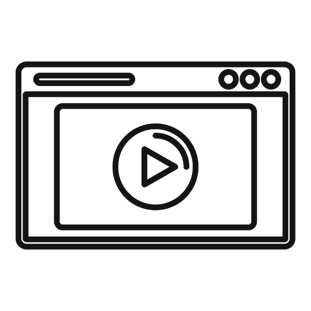 Icono de página web de vídeo Icono de vector de página web de vídeo de esquema para diseño web aislado sobre fondo blanco