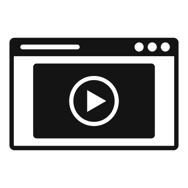 Icono de página web de vídeo Ilustración simple del icono de vector de página web de vídeo para diseño web aislado sobre fondo blanco