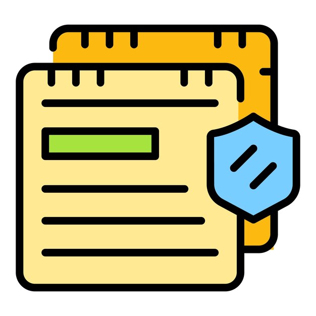 Icono de páginas de privacidad vector de contorno Política de datos Color de seguridad privada plano