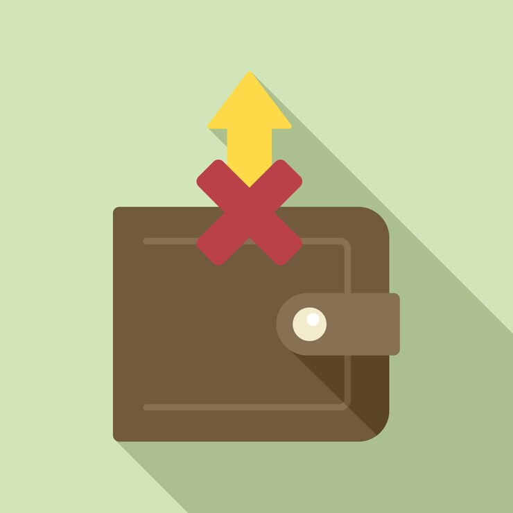 Vector icono de pago de billetera vector plano error de tarjeta venta web