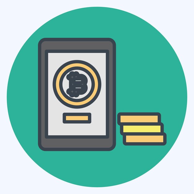 Icono de pago de Bitcoin relacionado con el símbolo de criptografía estilo de color mate ilustración de diseño simple