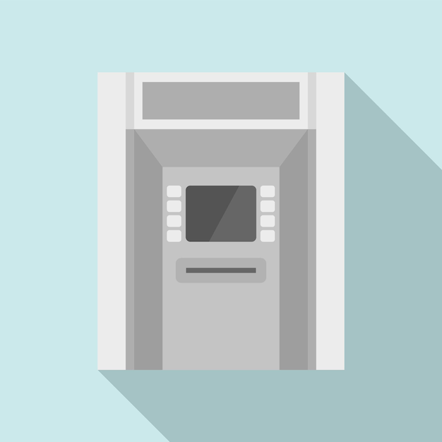 Icono de pago en cajero automático Ilustración plana del icono de vector de pago en cajero automático para diseño web