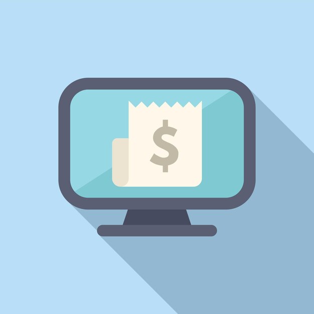 El icono de pago de la computadora virtual es un vector plano.
