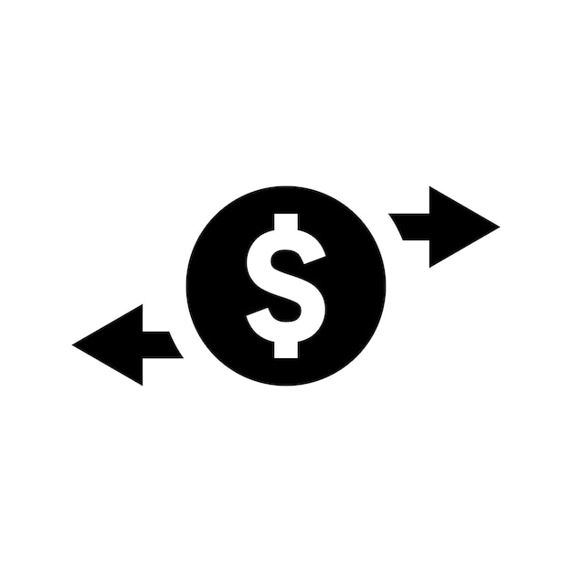 Ícono de pago de dinero de ingresos Gráficos vectoriales negros