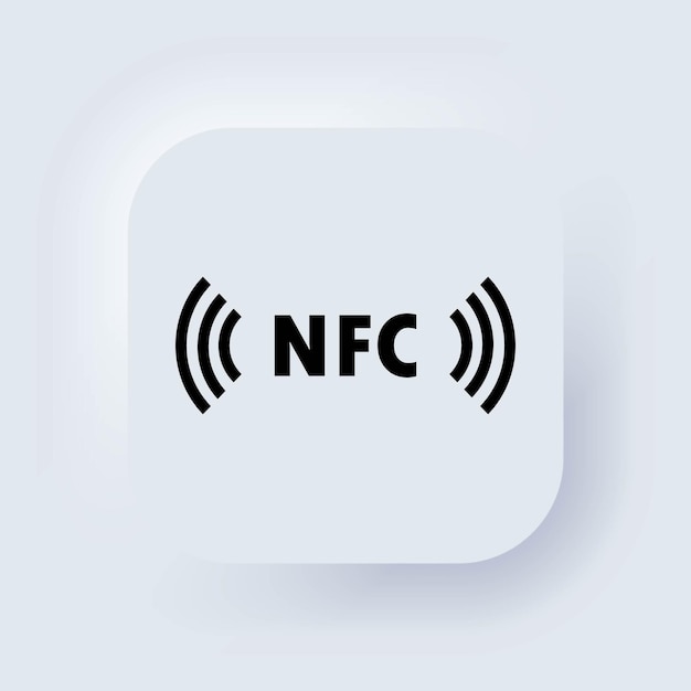 Icono de pago sin efectivo. Icono de NFC. Icono de pago sin contacto. Pago inalámbrico. Tarjeta de crédito. Botón web de interfaz de usuario blanco Neumorphic UI UX. Neumorfismo. Ilustración vectorial