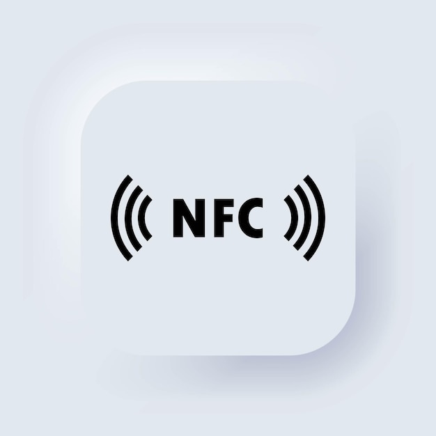 Icono de pago sin efectivo. icono de nfc. icono de pago sin contacto. pago inalámbrico. tarjeta de crédito. botón web de interfaz de usuario blanco neumorphic ui ux. neumorfismo. ilustración vectorial