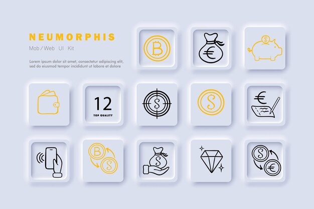 Icono de pago en línea Conveniencia seguridad transacciones digitales comercio electrónico tecnología financiera Neomorfismo Icono de línea vectorial para negocios