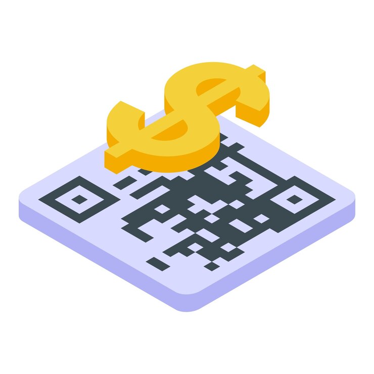 Vector icono de pago móvil con código qr isométrico del icono de vector de pago móvil con código qr para diseño web aislado en fondo blanco