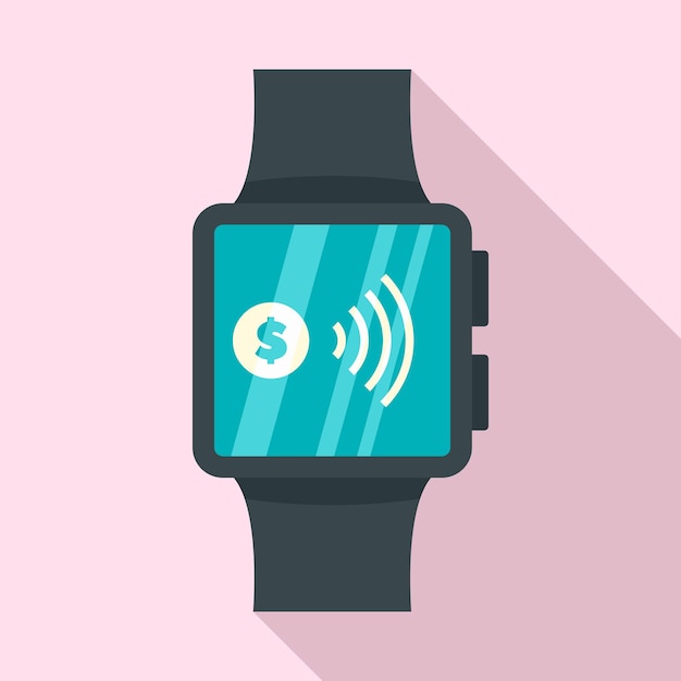 Vector icono de pago de smartwatch nfc ilustración plana del icono de vector de pago de smartwatch nfc para diseño web