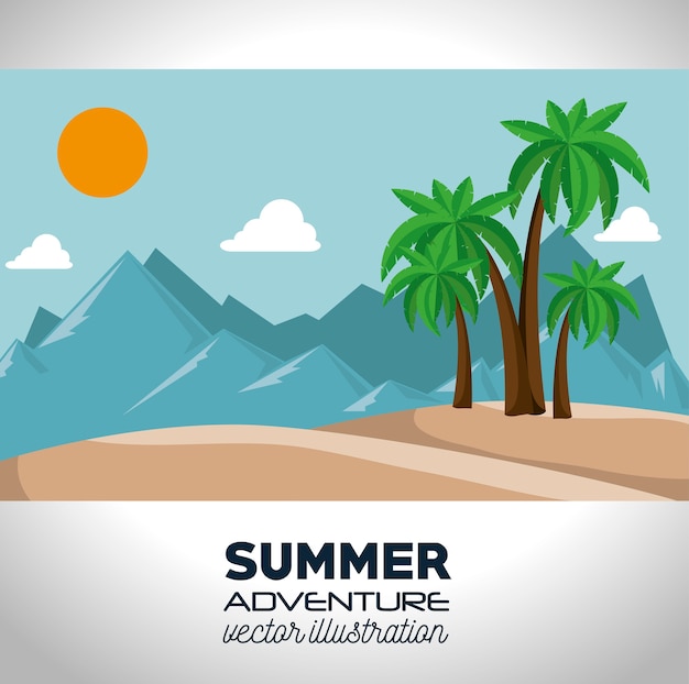 Vector icono de paisaje de aventura de verano