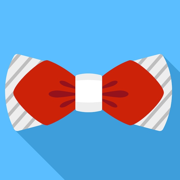Icono de pajarita roja blanca Ilustración plana del ícono vectorial de la pajarita blanca roja para el diseño web