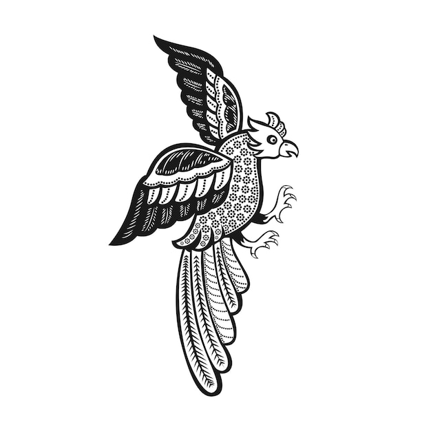 Icono de pájaro batik javanés de patrones sin fisuras imagen vectorial
