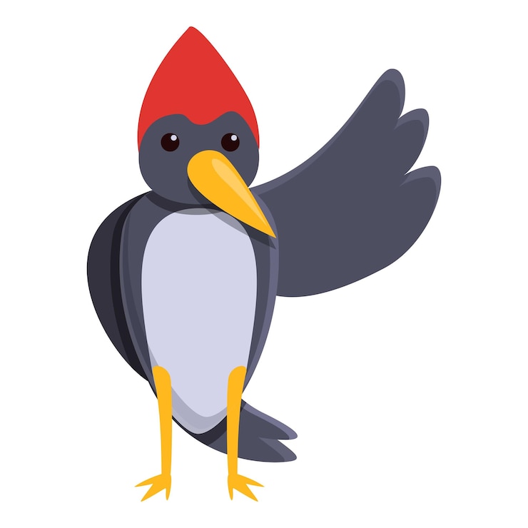 Vector icono de pájaro carpintero caricatura de icono de vector de pájaro carpintero para diseño web aislado sobre fondo blanco