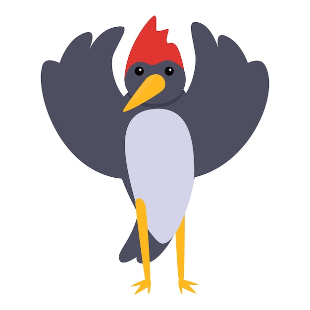 Icono de pájaro carpintero divertido Caricatura de icono de vector de pájaro carpintero divertido para diseño web aislado sobre fondo blanco