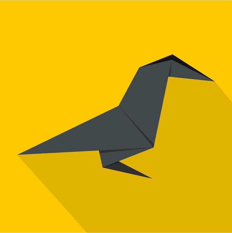 Vector icono de pájaro de origami ilustración plana del icono de vector de pájaro de origami para web