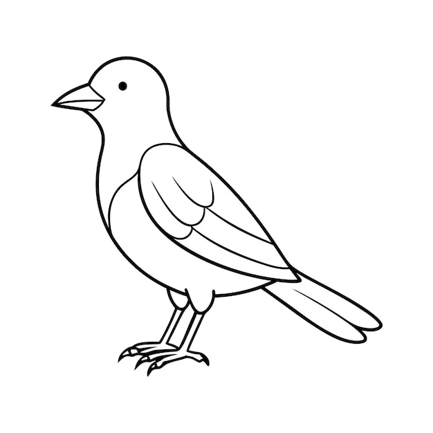 Icono de pájaro en la rama de línea delgada trazo editable