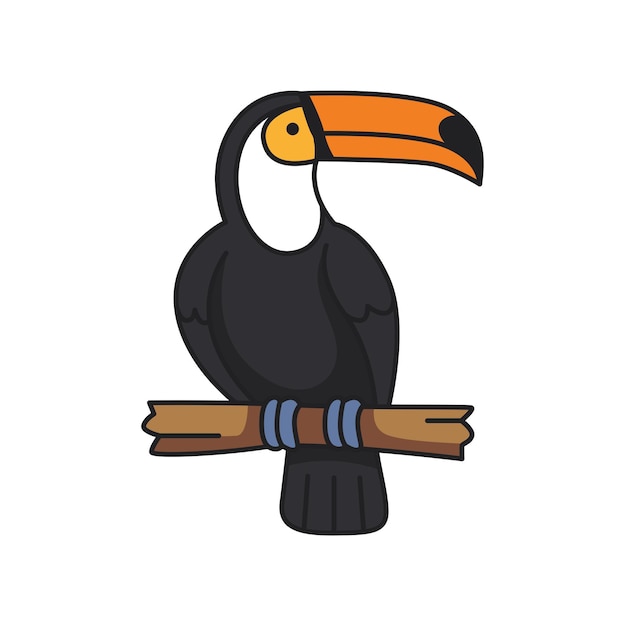 Icono de pájaro tucán Icono de vector de pájaro tucán de dibujos animados para diseño web