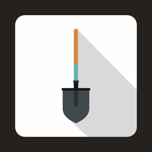 Icono de pala en estilo plano aislado con larga sombra