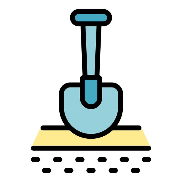 El icono de la pala de jardín es el vector de contorno de la paleta de pala de Händel. El color de la herramienta es plano.