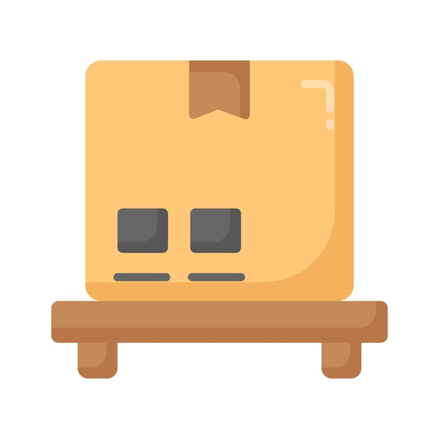 Icono de la paleta de la caja de carga en un vector de paleta de recogida logística