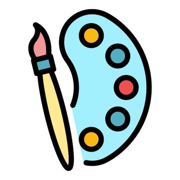 El icono de la paleta de colores del pincel El contorno de la paletta de colores del Pincel El icono vectorial del color es plano y aislado