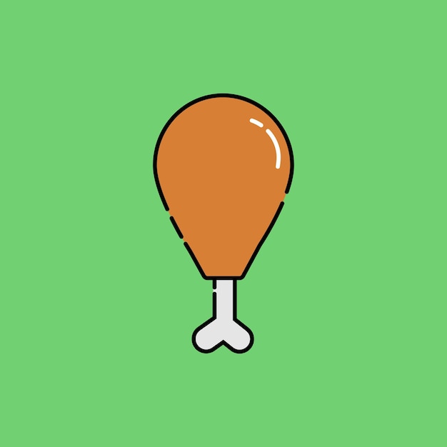 Icono de palillo de pollo ilustración de comida linda estilo de dibujos animados plano