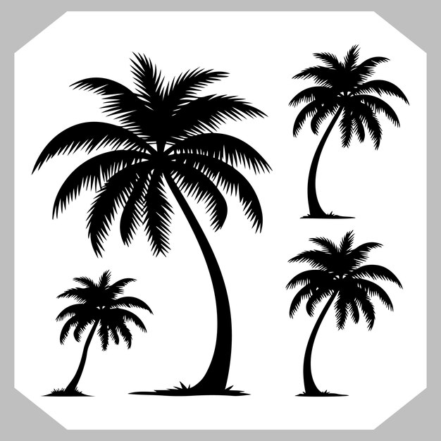 Icono de palma con aspecto minimalista Vector de árbol de coco simple para logotipos