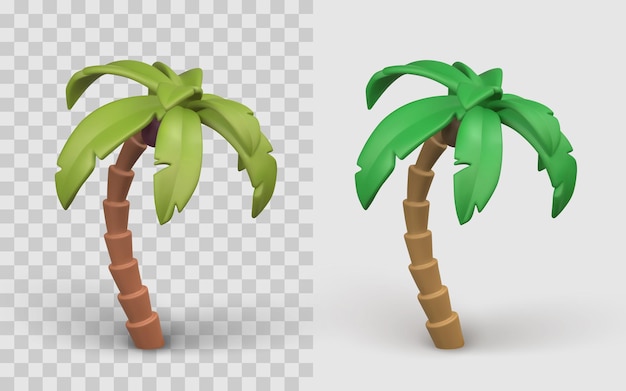Icono de palma en estilo de dibujos animados en 3D con vibraciones de islas tropicales perfectas